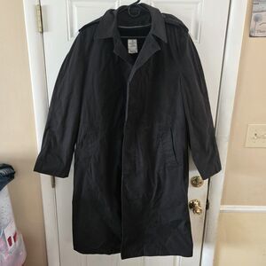 Vintage Military All Weather Trench Coat Black Removable Liner Men 38L Utility